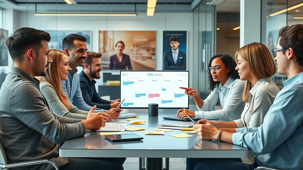 content calendar for social media team collaborating around digital calendar template
