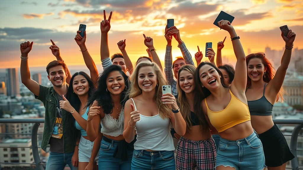diverse participants in a social media challenge, showcasing interactive campaigns as user-generated content