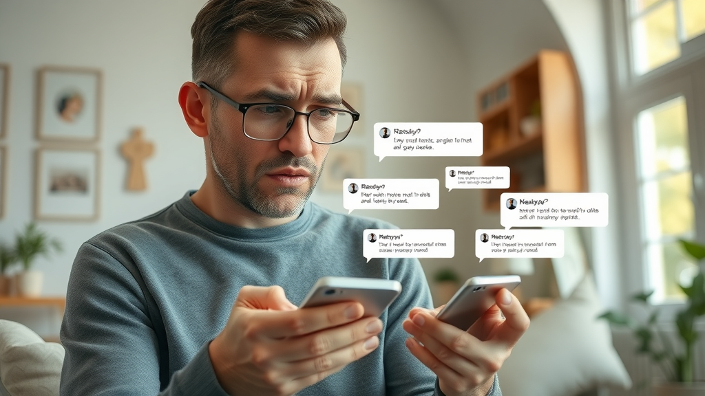 Concerned customer receiving multiple SMS marketing notifications, mass text fatigue in text campaigns