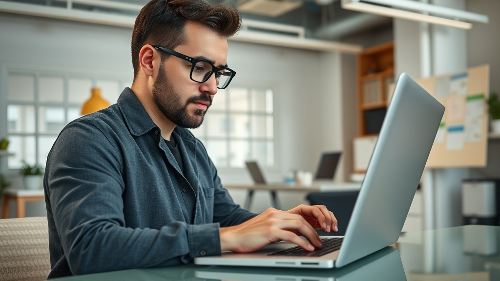 Modern marketing expert segmenting email lists on laptop for targeted email campaign