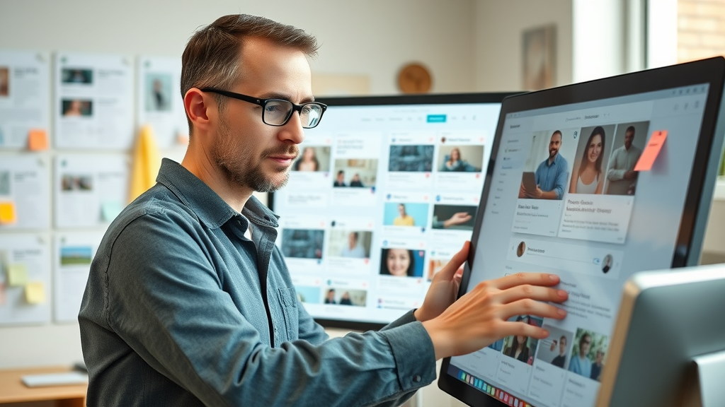 scheduling social media posts content creator touchscreen digital calendar draft planning