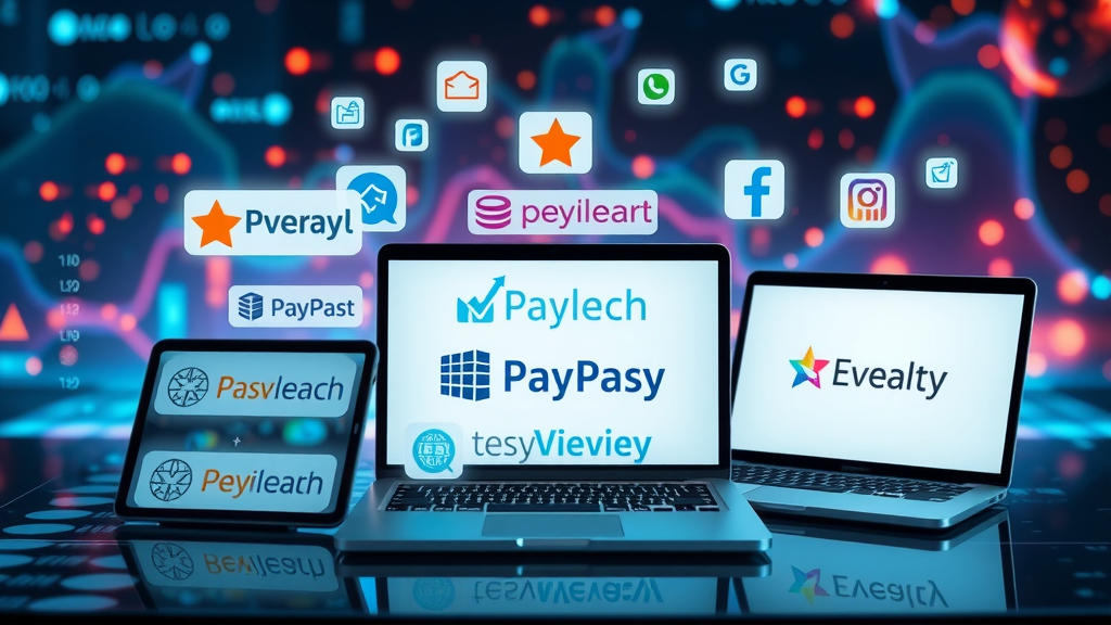 Top review management software solutions displayed on devices with digital review platform icons