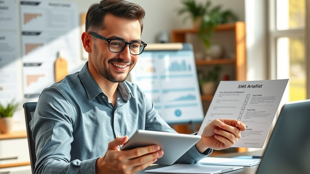 sms automation best practices organized marketing professional reviewing best practices checklist