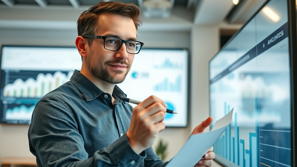 analytics specialist reviewing personalized email marketing campaign performance charts