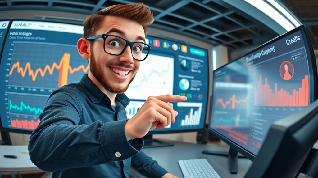 marketer adjusting email campaign settings and analytics