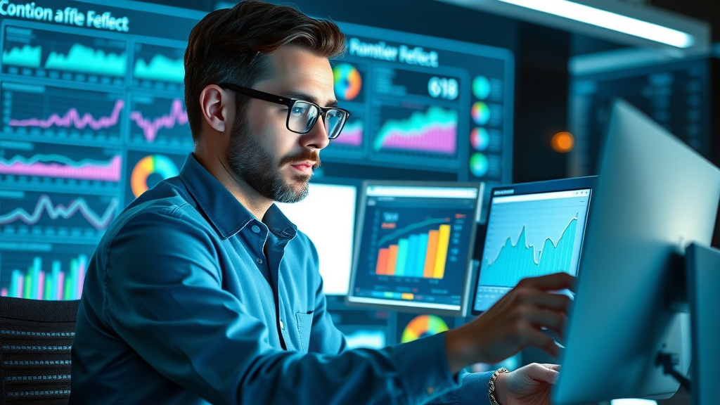 Marketing analyst comparing A/B test results on dual screens - testing best social media posting times