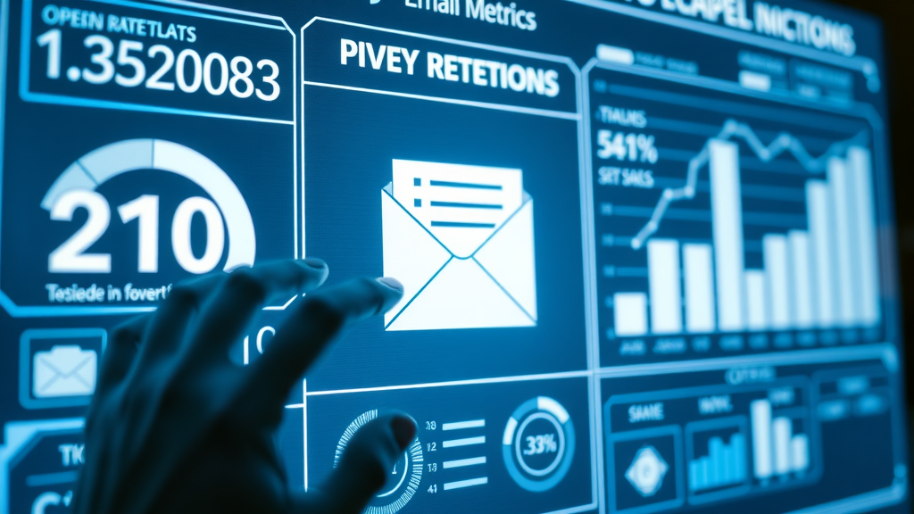 infographic displaying key email marketing metrics such as open rate, CTR, conversion rate, and bounce rate