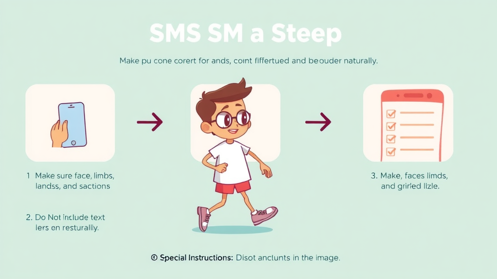sms personalization infographic character step-by-step SMS setup animated instructional