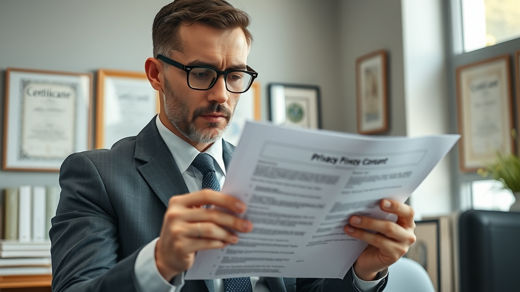 sms personalization compliance specialist reviewing mobile privacy consent legal office certificates