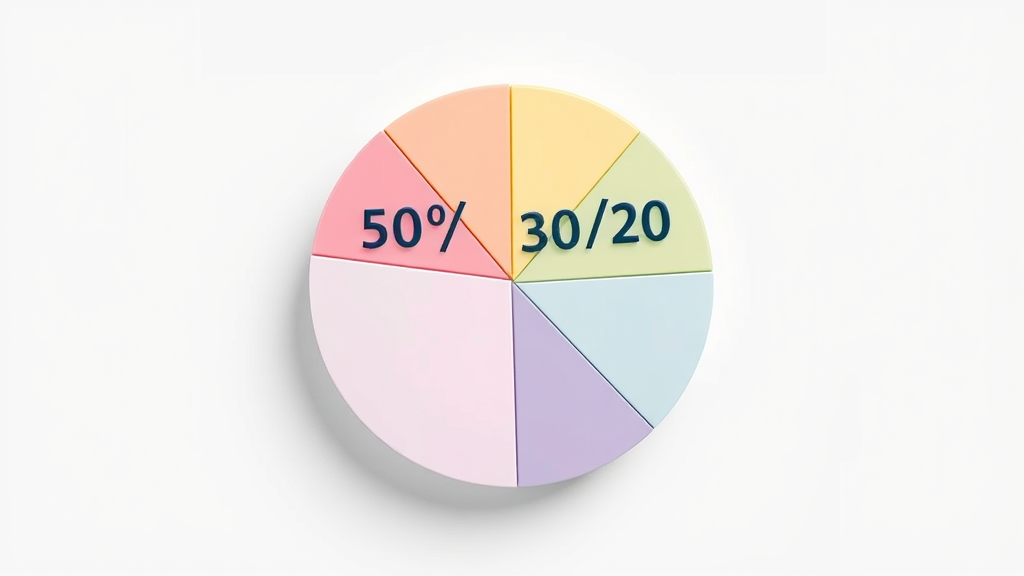 Pie chart representing the 50/30/20 rule for social media content - social media performance