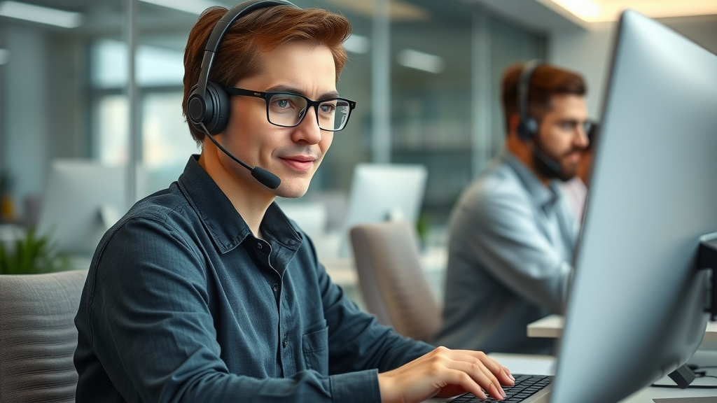 Professional support team addressing a negative online review, reputation marketing strategies, customer feedback, office support backdrop, empathetic response, online reputation, photorealistic