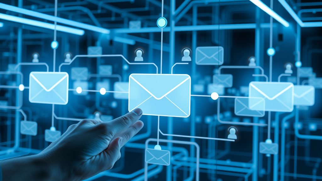 workflow automation for effective email marketing strategies with digital emails moving along pathways