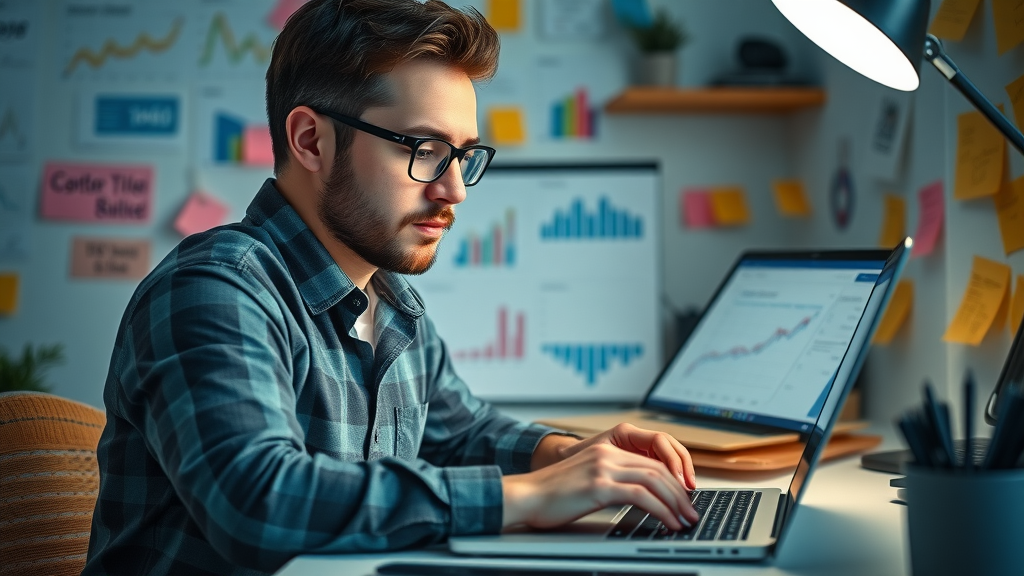 sms personalization digital marketer analyzing sms campaign metrics creative workspace charts