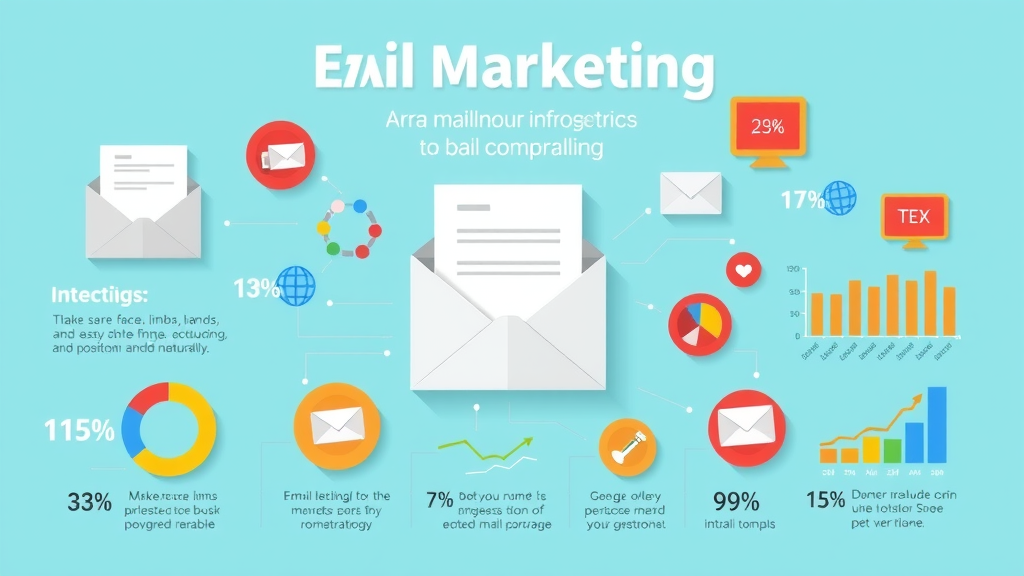 colorful infographics of email marketing statistics showing importance of open rate, email design, and campaign optimization