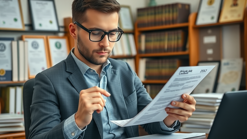Compliance officer reviewing email privacy and consent forms in marketing