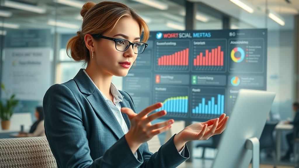 marketing manager tracking brand mentions in real time using Brand24 reputation monitoring tool in a modern workspace