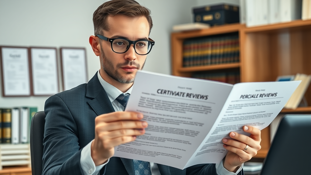 Management software compliance officer reviewing online review collection ethical best practices