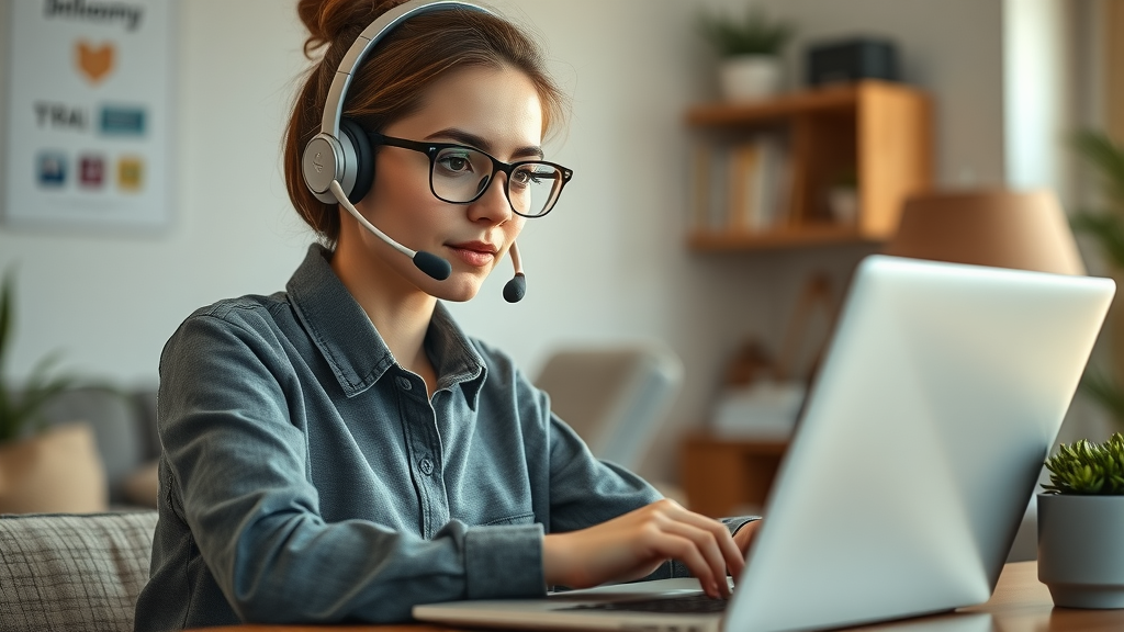 Empathetic customer service representative thoughtfully replying to a negative review online