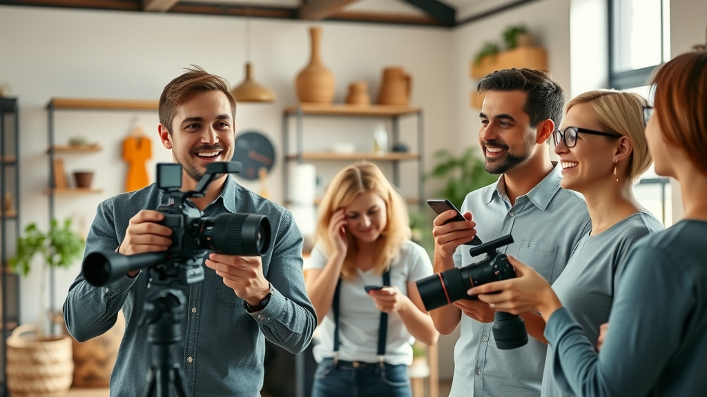 creative team filming behind-the-scenes for social media post ideas