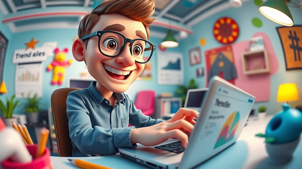 marketer using trend analysis tools for social media post ideas