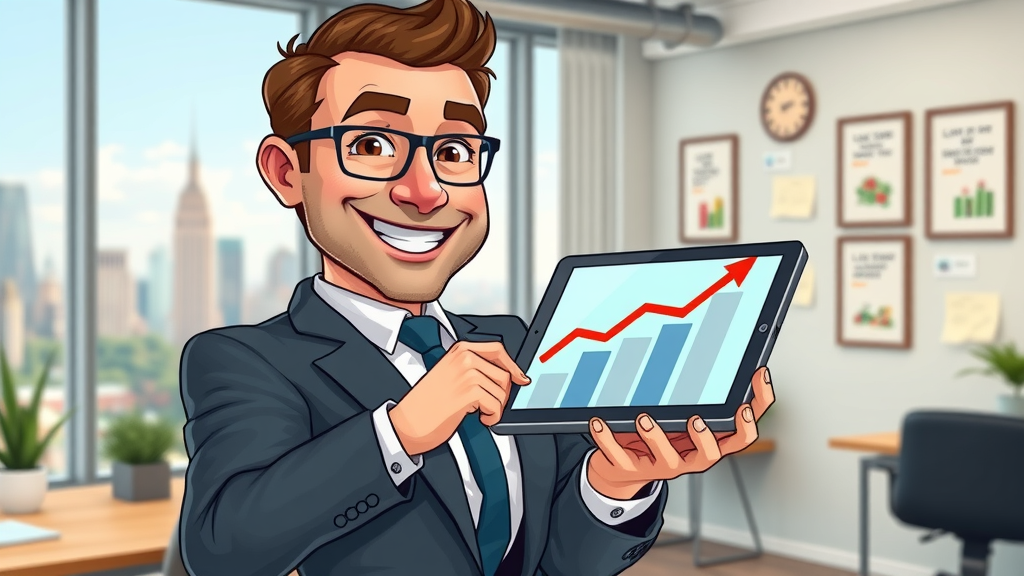 service business owner with tablet showing upward ranking after google local business optimization