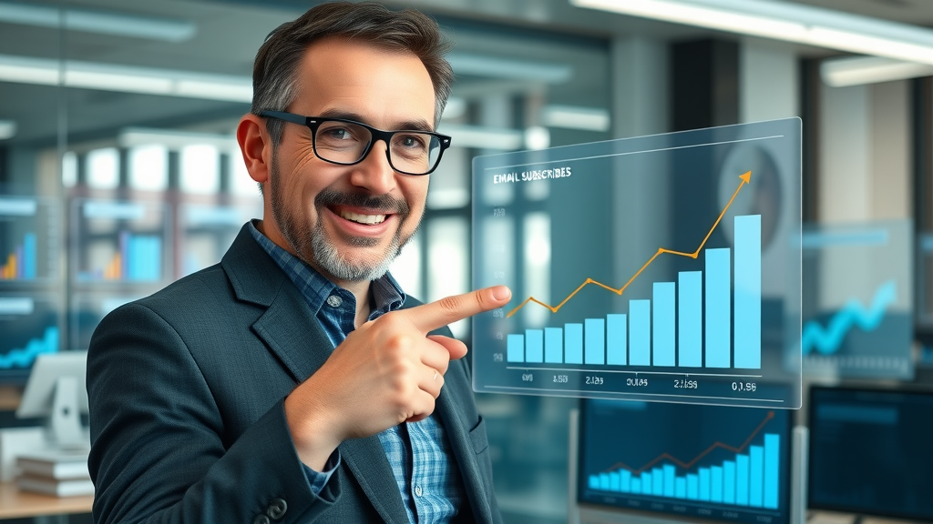 marketing coach demonstrating email list building growth with digital analytics | email list building