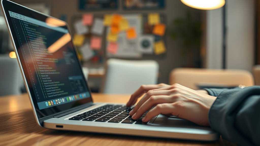 optimizing metadata for local seo on laptop, hands typing