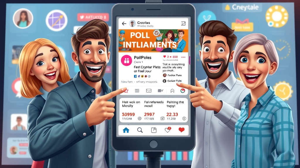 captivating social media post mockup with various formats, engaging social media content, influencers using polls and reels