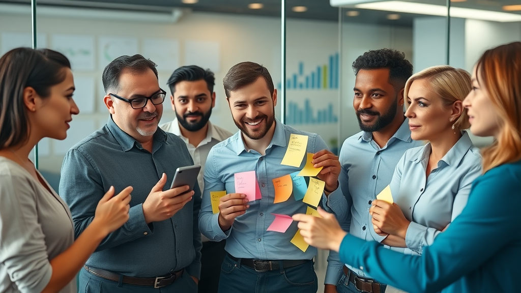 business team brainstorming customer review improvement strategies