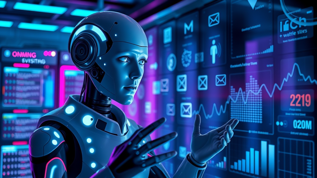 AI entity visualizing email marketing analytics data streams