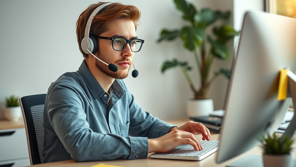 professional customer service manager typing thoughtful review responses online