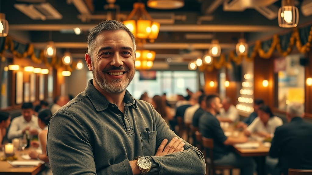 restaurant owner showing successful busy restaurant after google local business optimization