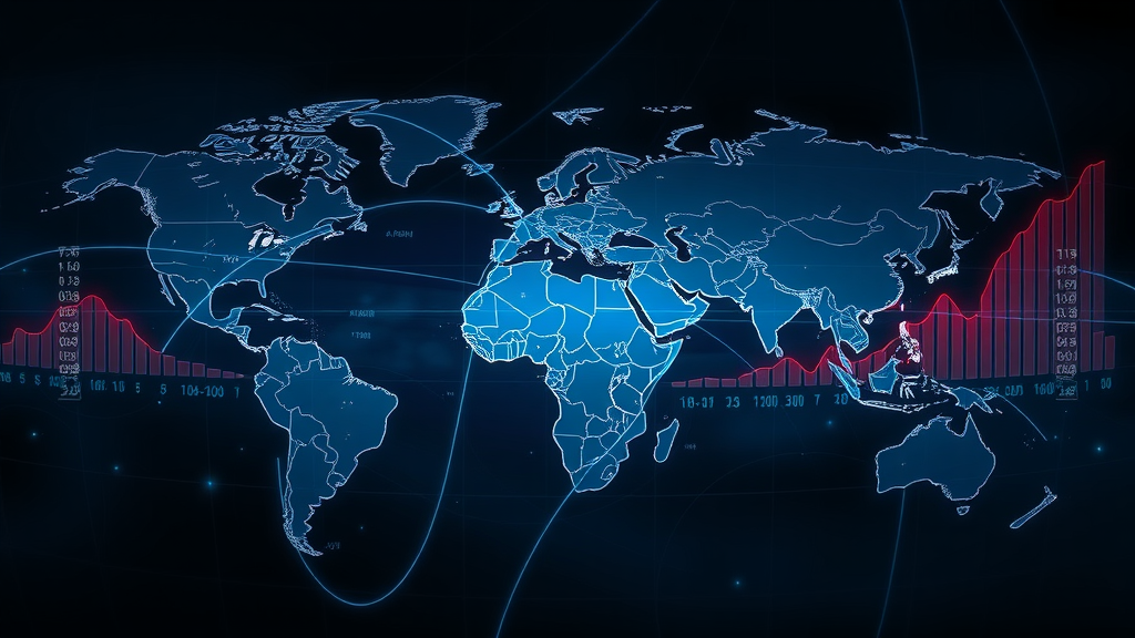 world map visualizing global sms market size, sms marketing statistics, growth projections with rising graphs